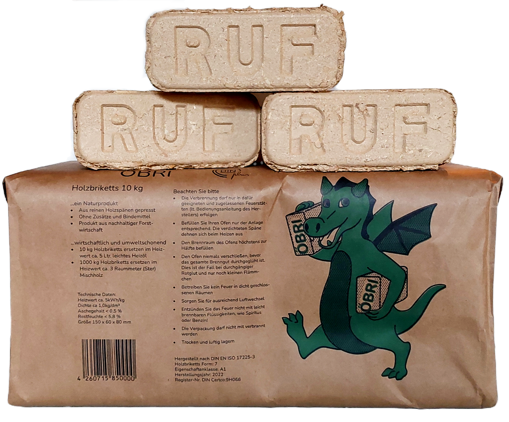 Holzbriketts Premium – Einzelpakete je 10 kg (verschiedene Sorten)